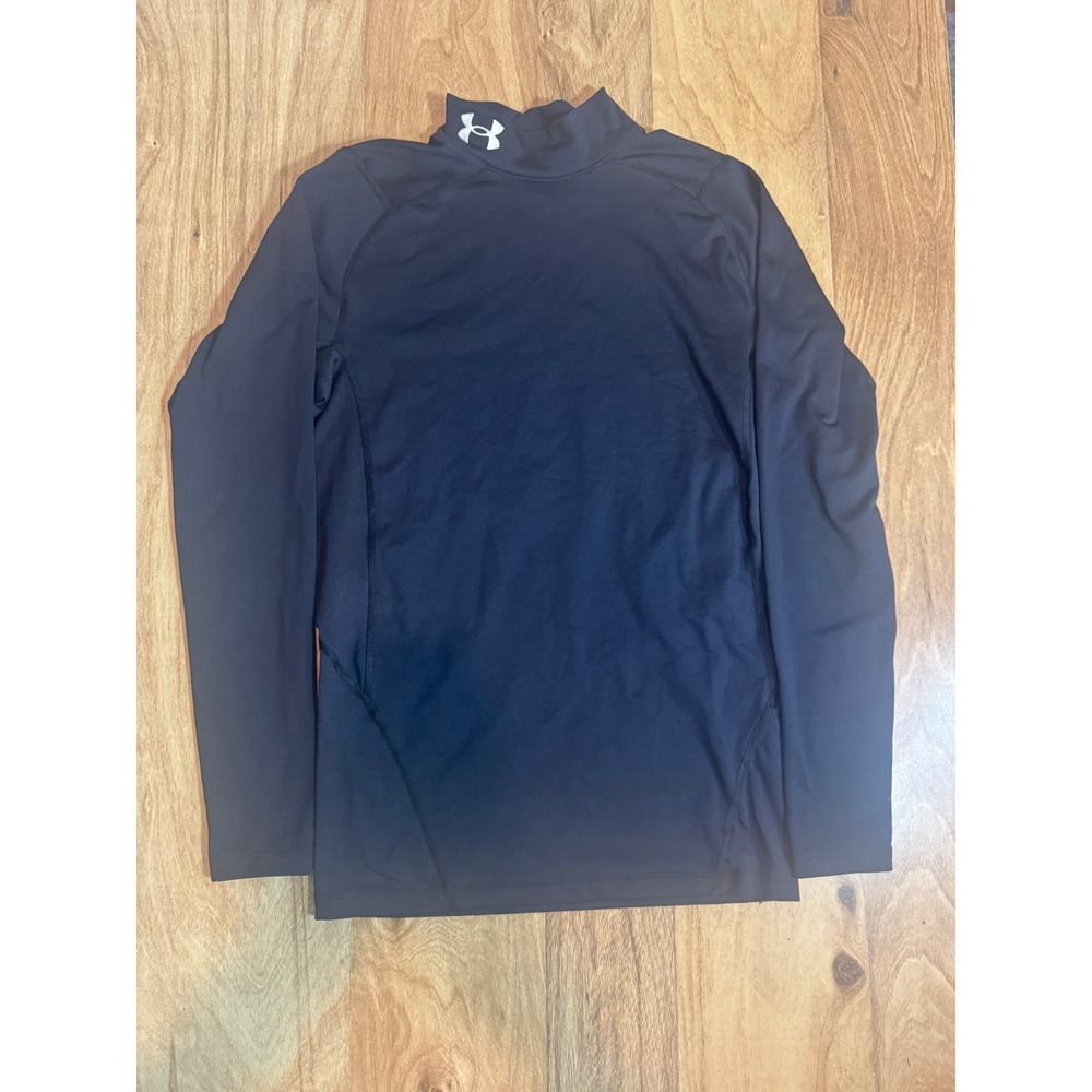 Under Armour ColdGear Compression Shirt Mens Large Black Mock Neck Long Sleeve
